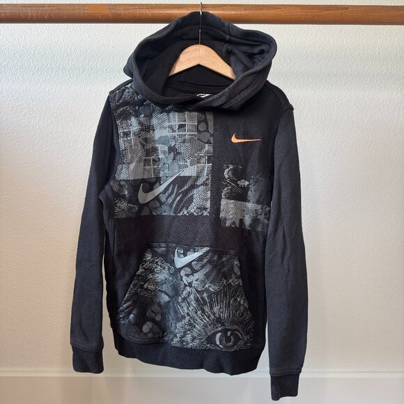 Nike Kyrie Club Fleece Hoodie Youth Small • Black/Grey Graphic • DC2997-010 - Picture 2 of 10